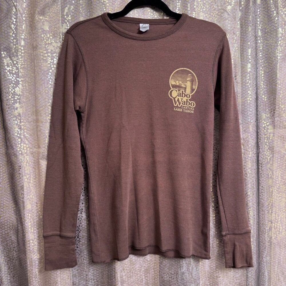Cabo Wabo Cantina Lake Tahoe Brown Fitted Women's Graphic Thermal Shirt Small